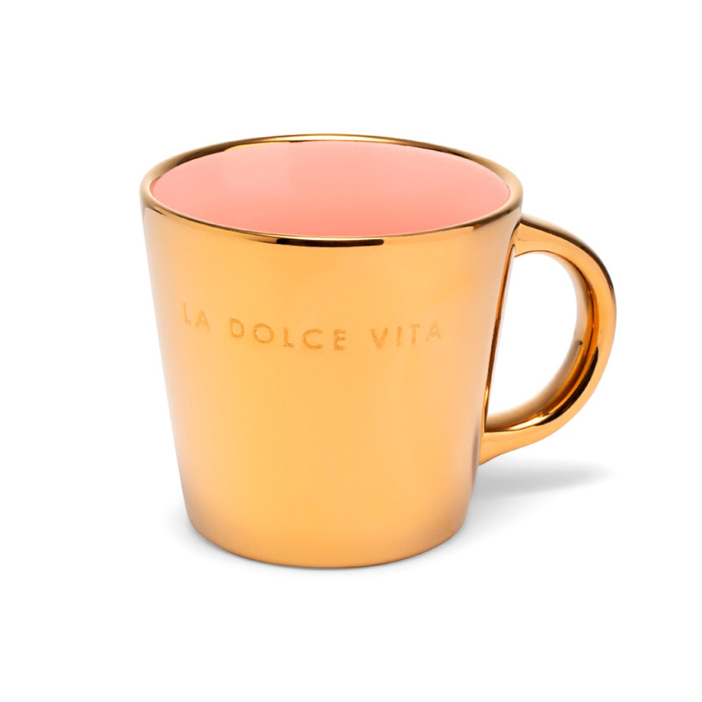 Vondels Ceramic cappuccino cup la dolce vita gold pink 250 ml
