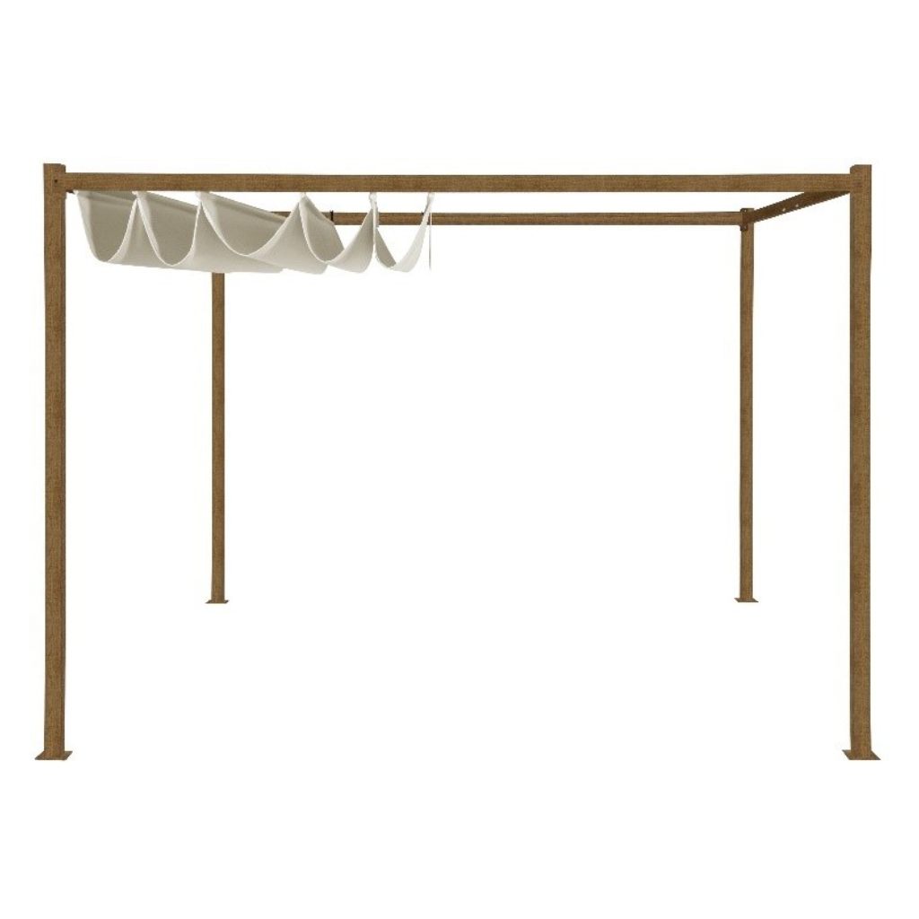 Pergola Kreta metalen frame met hout look 3 x 3 m