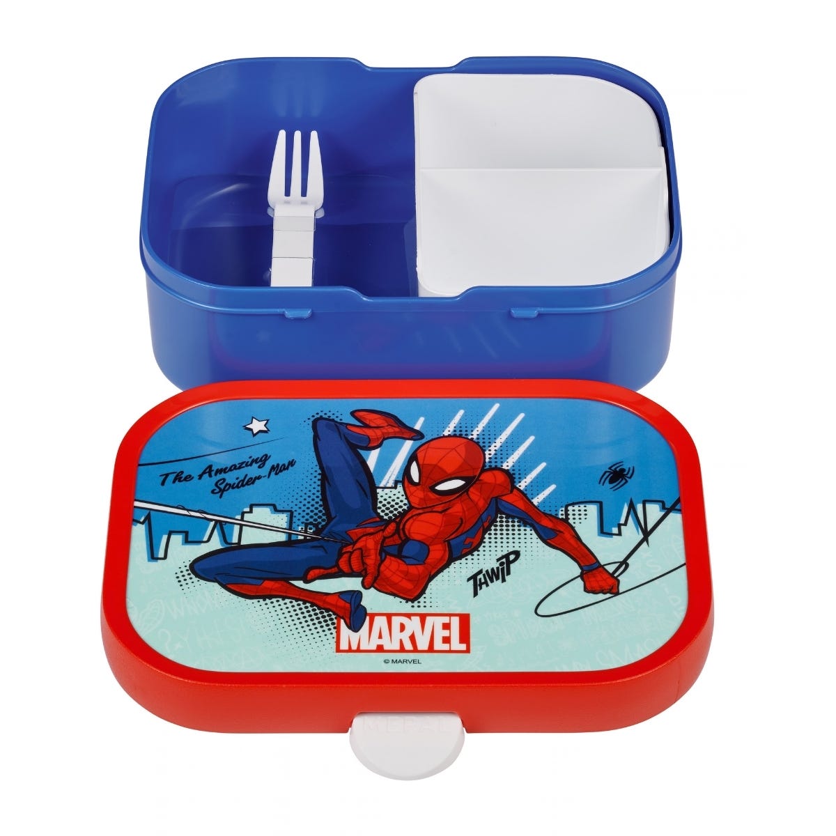 Mepal Bento Lunchbox met Vorkje Campus Spiderman - Blauw - 17,8 x 13,2 x 6,1 cm
