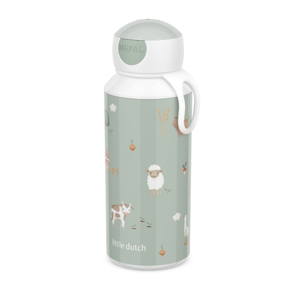 Mepal Drinkfles Pop-up Campus Little Dutch Little Farm 400 ml - Groen - 7 x 6,4 x 18,4 cm