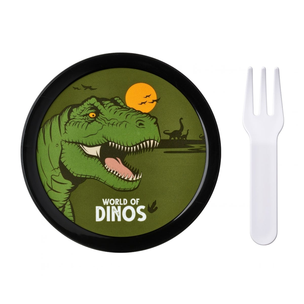 Mepal Fruitbox met Vorkje Campus Dino 300 ml - Groen - 10,4 x 10,4 x 6,7 cm