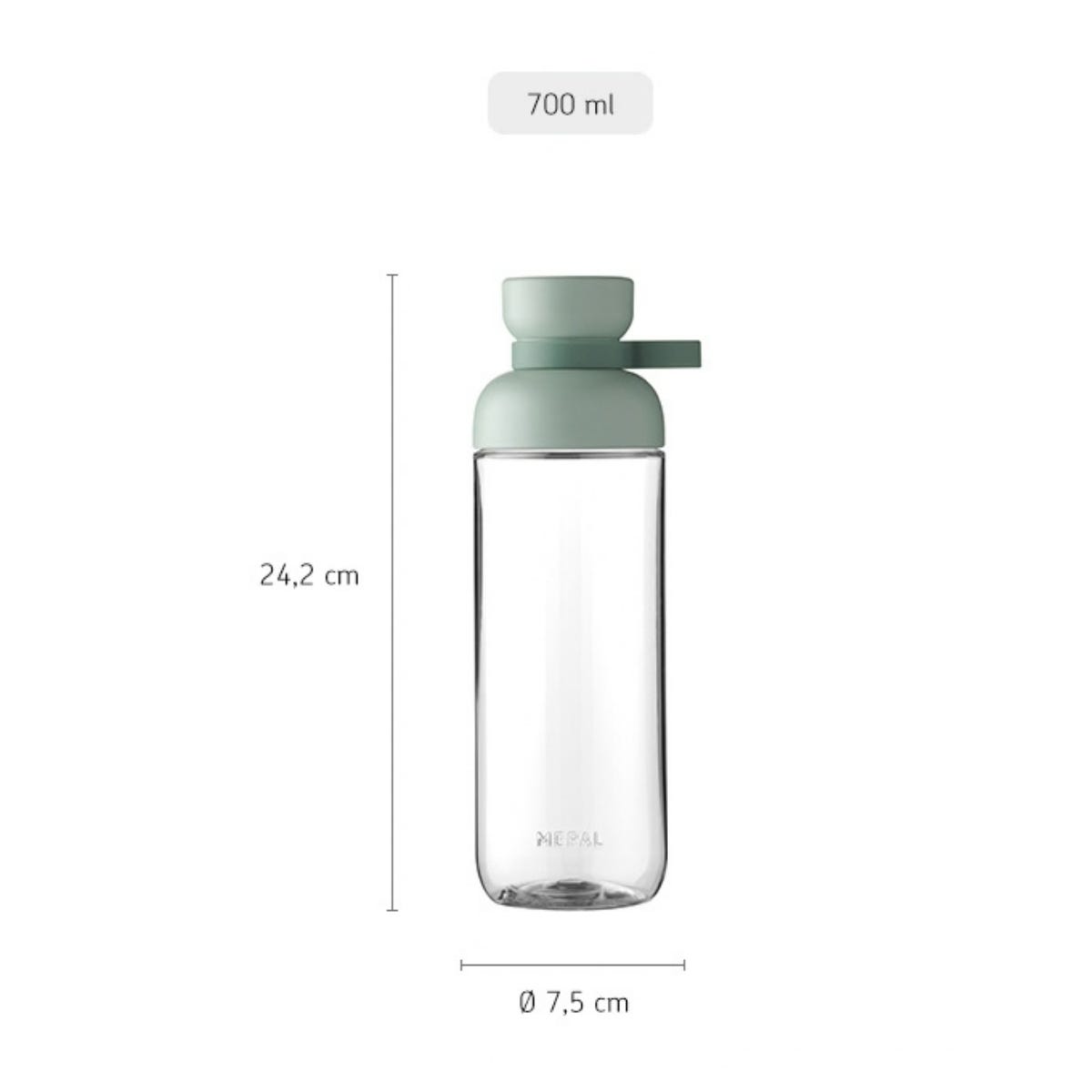 Mepal Waterfles Vita 700 ml - Nordic Sage - 9 x 7,5 x 24,2 cm