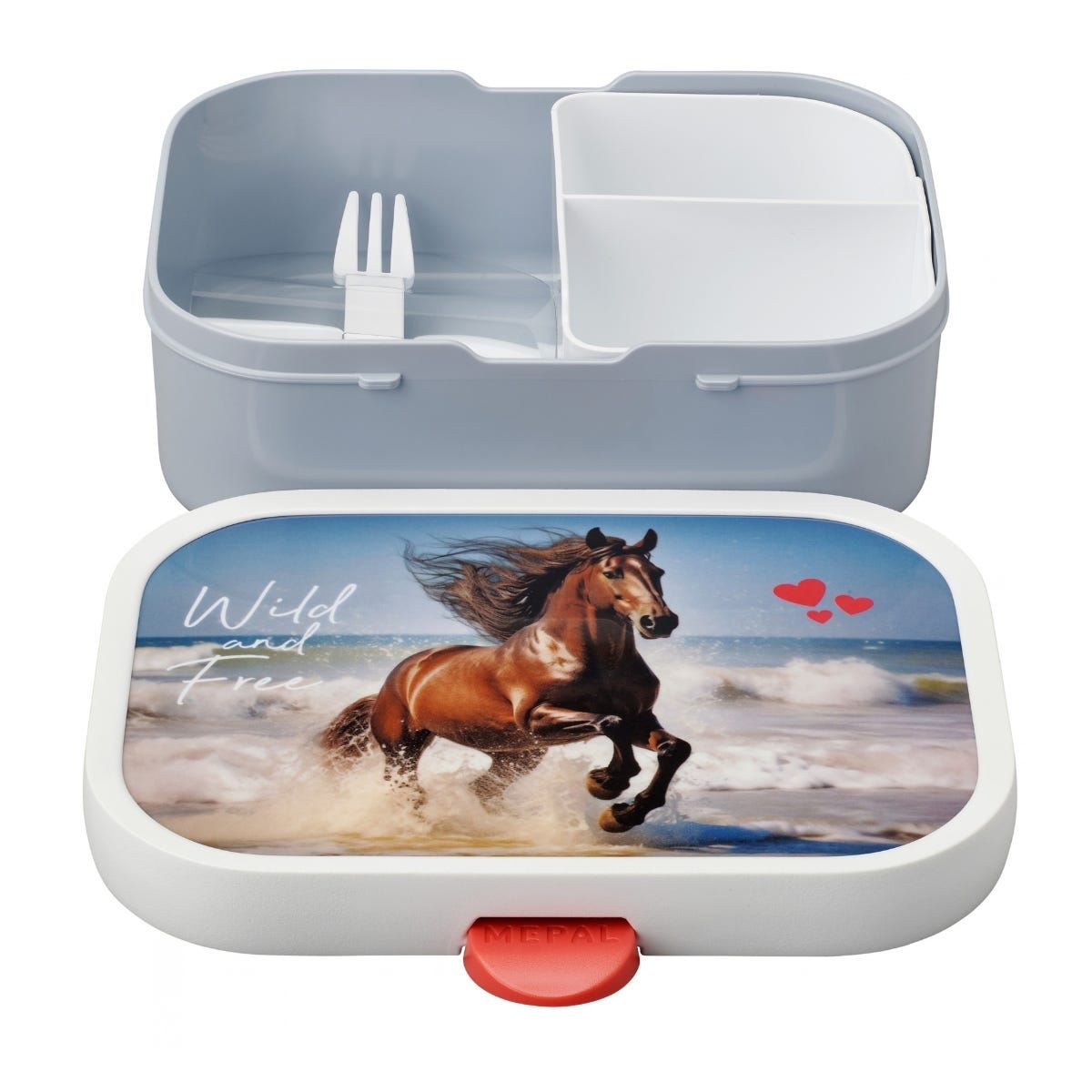 Mepal Bento Lunchbox met Vorkje Campus Wild Horse - Blauw - 17,8 x 13,2 x 6,1 cm
