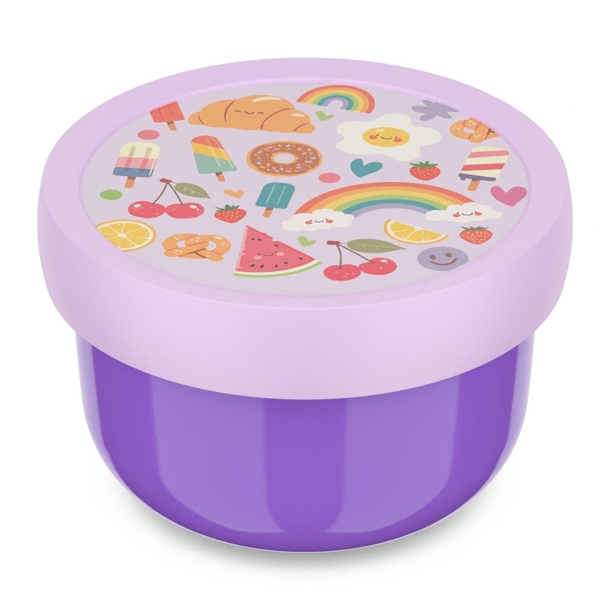 Mepal Fruitbox met Vorkje Campus Food Fest 300 ml - Paars - 10,4 x 10,4 x 6,7 cm