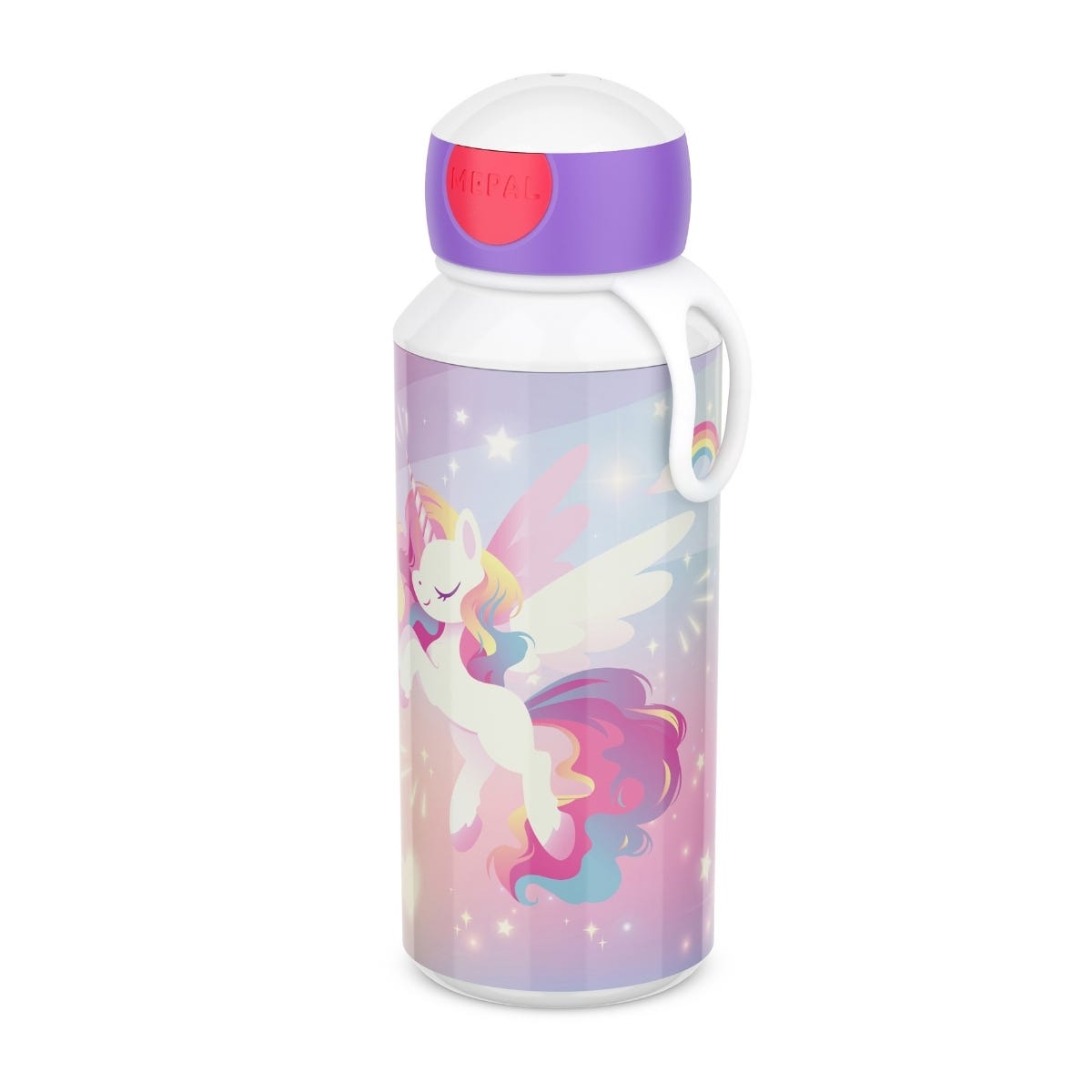 Mepal Drinkfles Pop-up Campus Unicorn Glow 400 ml - Paars - 7 x 6,4 x 18,4 cm