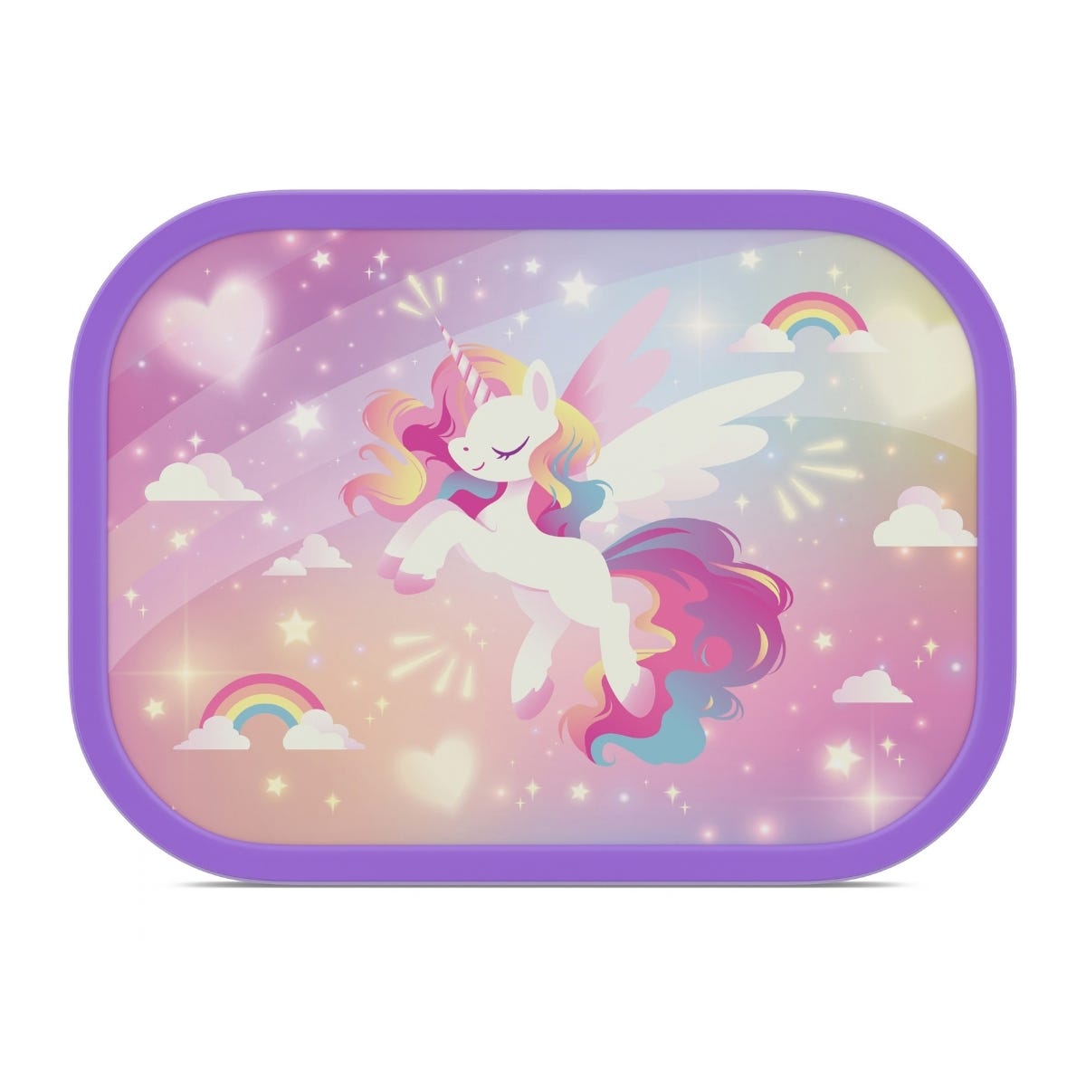 Mepal Bento Lunchbox met Vorkje Campus Unicorn Glow - Paars - 17,8 x 13,2 x 6,1 cm