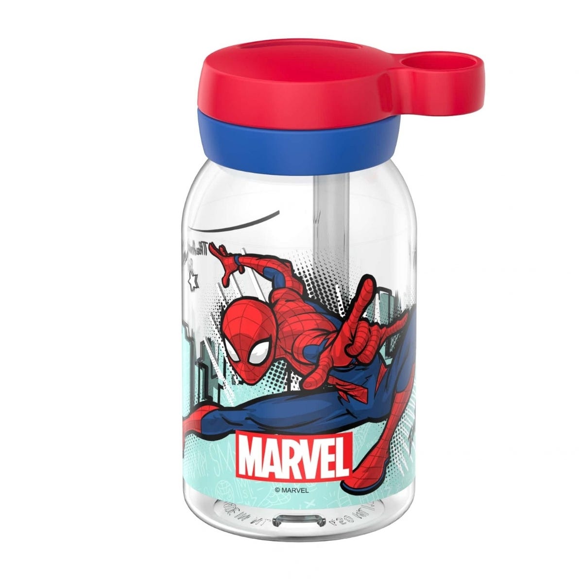 Mepal Drinkfles met Rietje Campus Spiderman 450 ml - Rood - 9 x 7,6 x 15,5 cm
