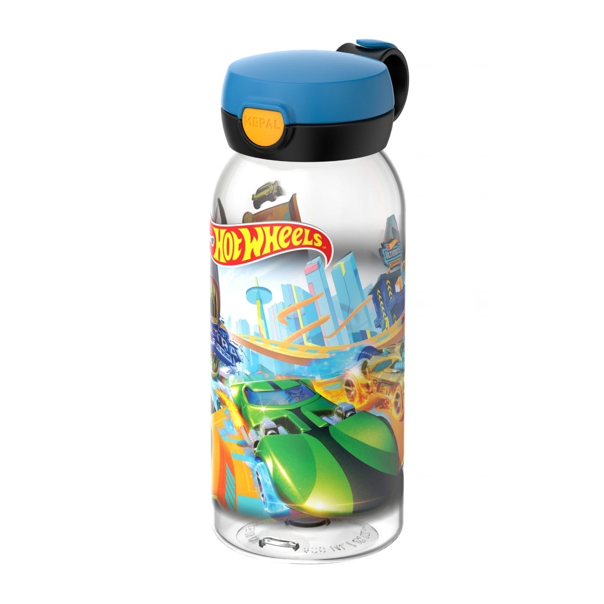 Mepal Drinkfles met Flipdop Campus Hot Wheels 600 ml - Blauw - 9,5 x 7,6 x 19,5 cm