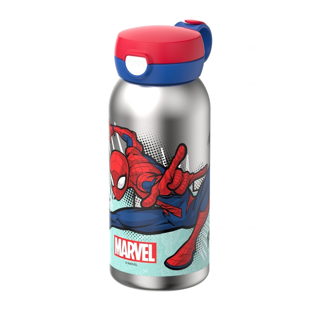 Mepal RVS Drinkfles met Flipdop Campus Spiderman 600 ml - Rood - 9,5 x 7,6 x 19,5 cm