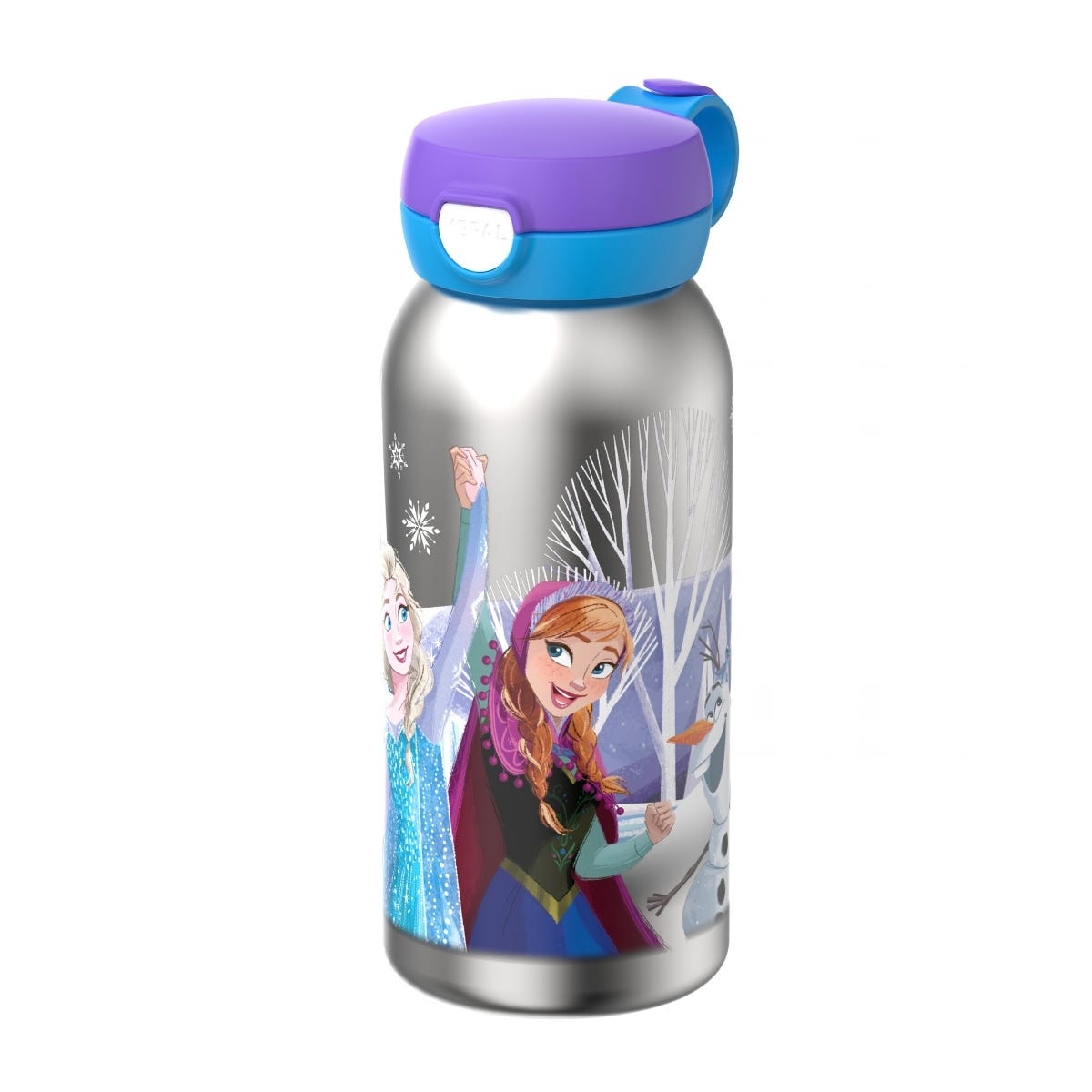 Mepal RVS Drinkfles met Flipdop Campus Frozen Friends 600 ml - Blauw - 9,5 x 7,6 x 19,5 cm