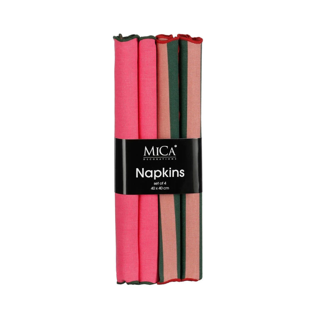 Mica Decorations kerstservetten streep hohoho 4 stuks 40 x 40 cm
