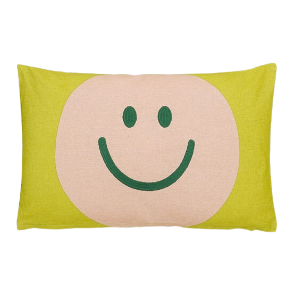Mica Decorations Kussen smiley groen 55 x 35 cm