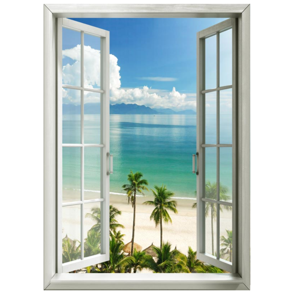 Tuinposter XL Tropisch Raamkozijn 117 x 163 cm