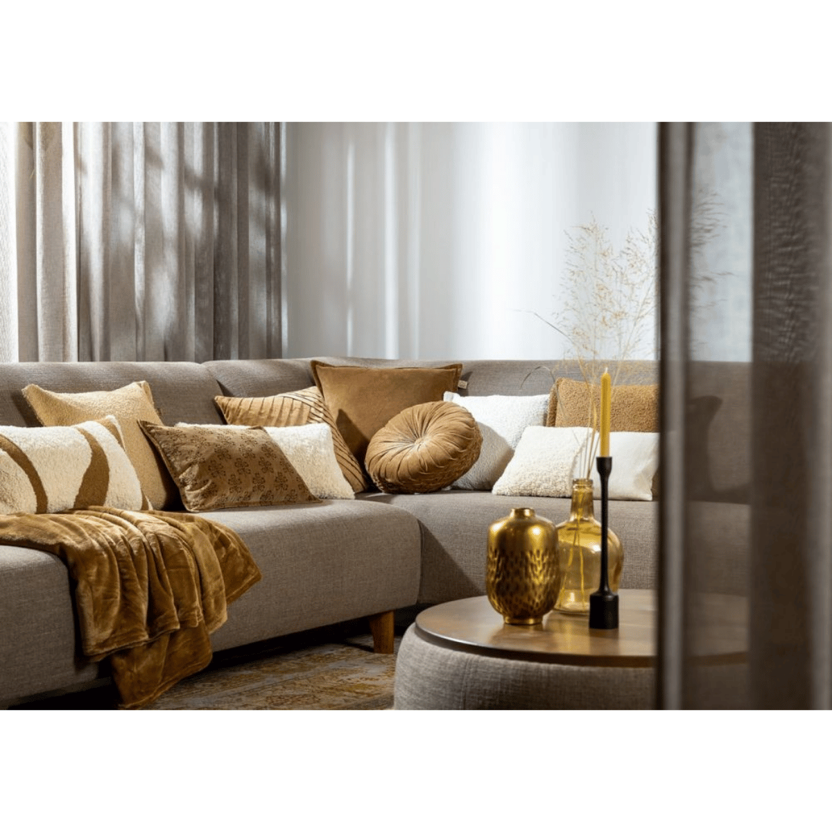Dutch Decor Sierkussen Otis tobacco brown 45 x 45 cm