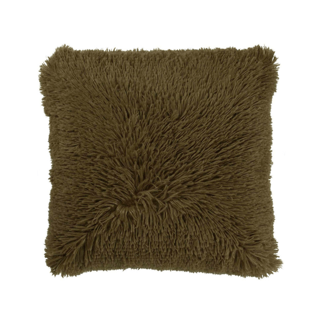 Dutch Decor Sierkussen Fluffy military olive 60 x 60 cm