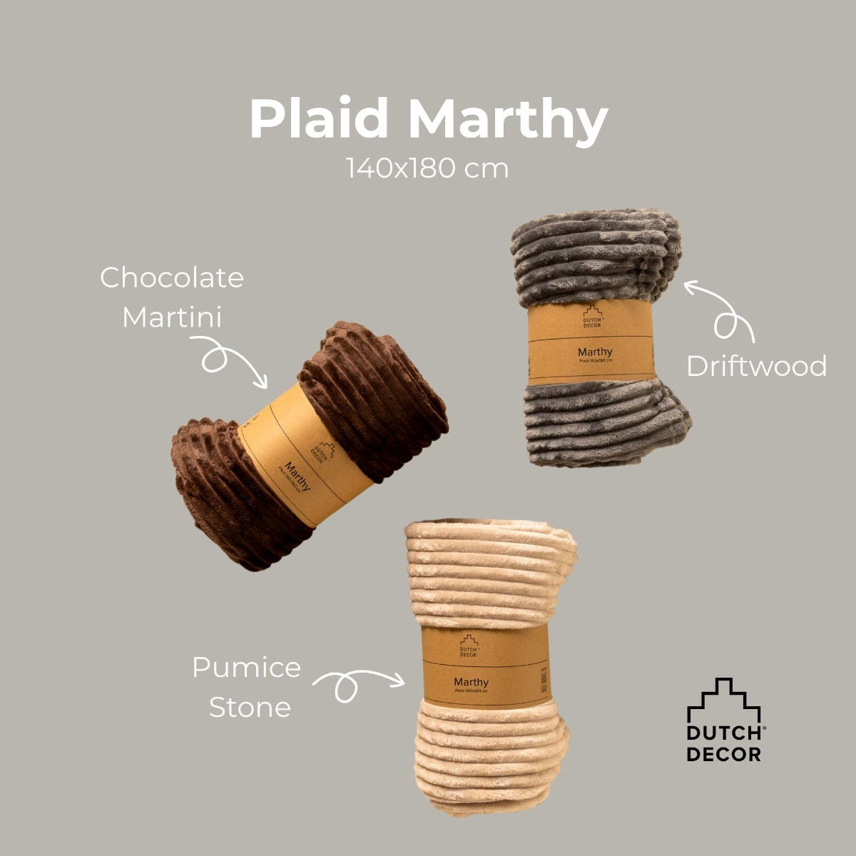Dutch Decor Plaid Marthy driftwood 140 x 180 cm