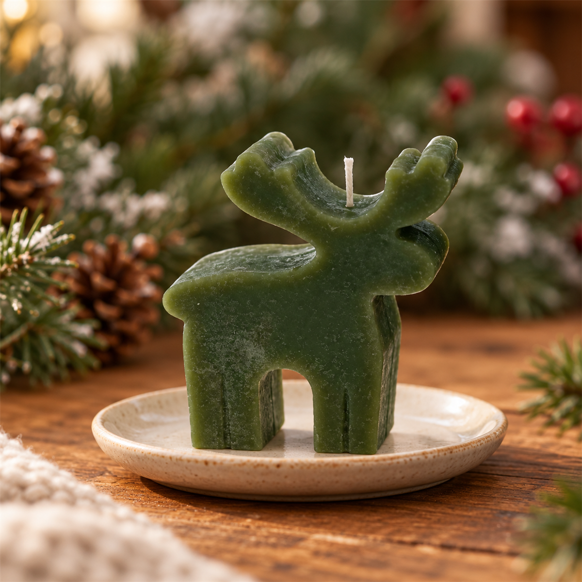 Home Society Kerstkaars Kaars Rendier 11 x 9 x 2.5 cm