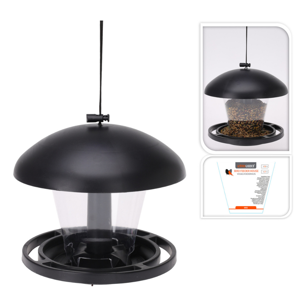 iBorn Vogelvoeders, zaadvanger voor buiten om op te hangen, 6-poorts vogelvoeder voor kardinaalvogels, aluminium metaal, groene afwerking 35 cm, 6 poorten (zaad is niet inbegrepen