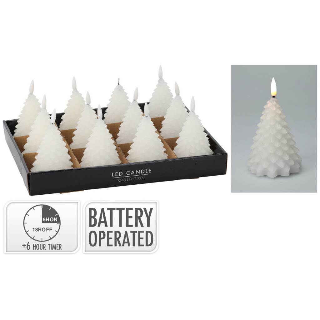 LED-kaars kerstboom wit 11 cm