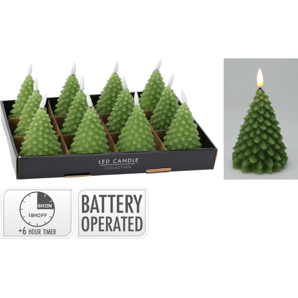 LED-kaars kerstboom groen 11 cm