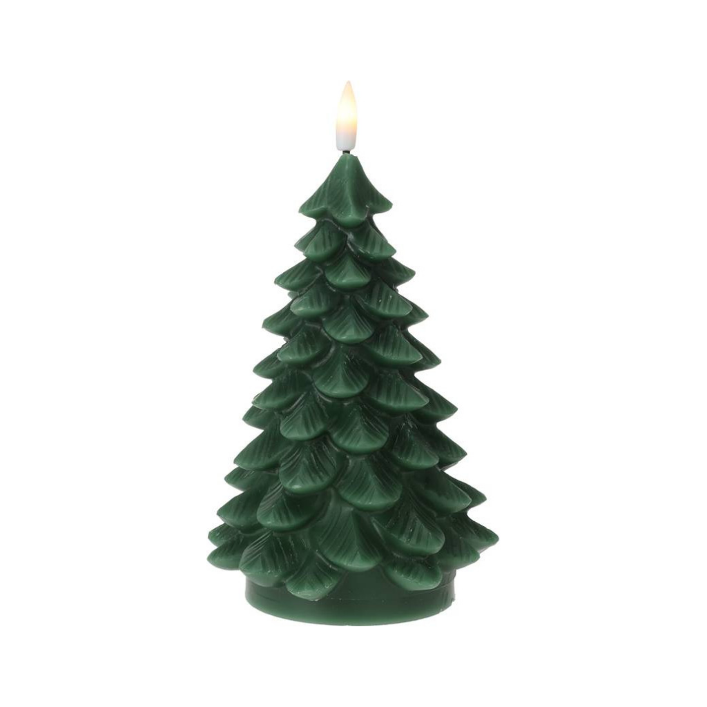 LED-kaars Kerstboom donker groen 17 cm