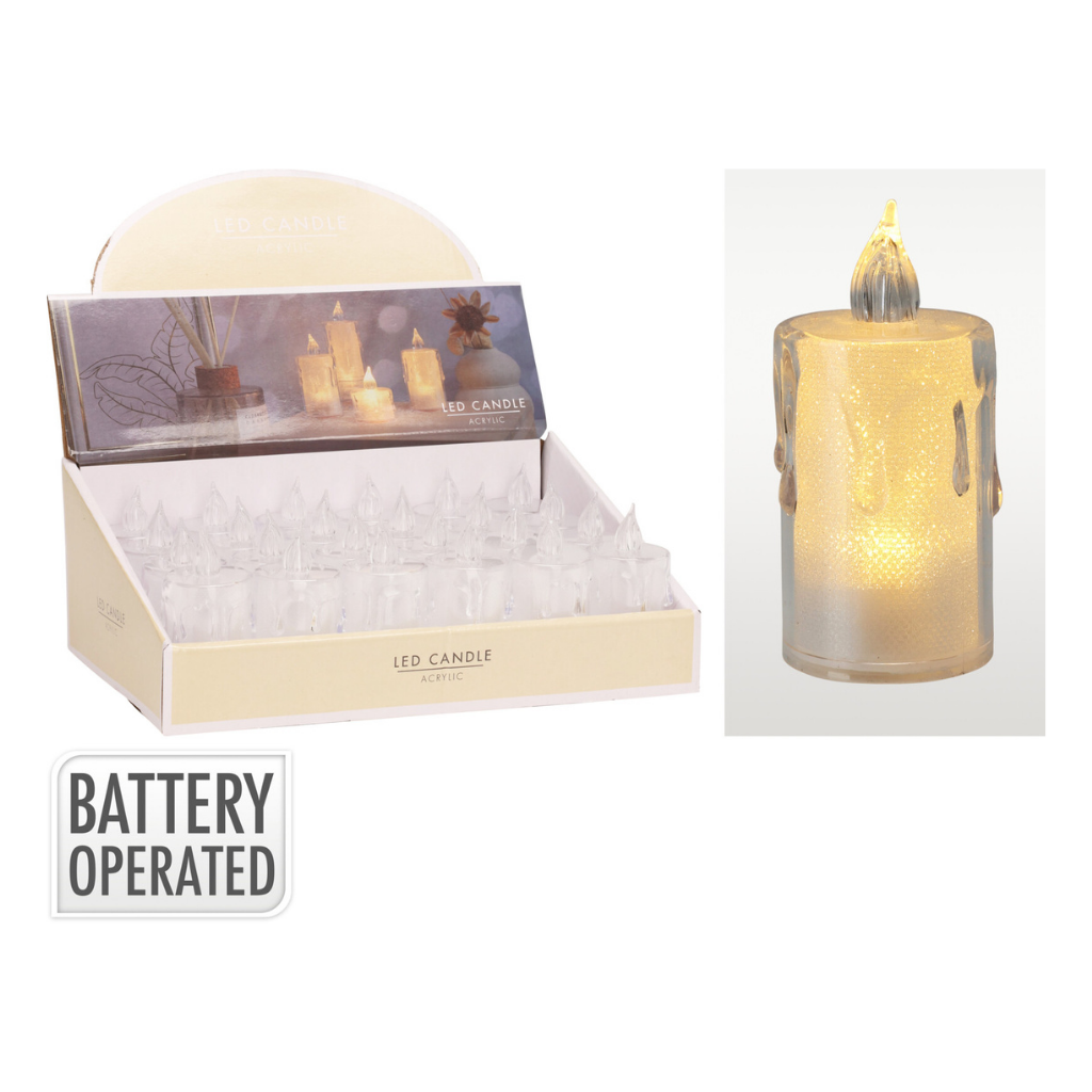 LED waxinelicht transparant 8 cm