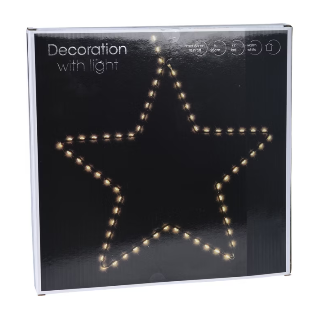 Kerstster hanger zwart LED 28 cm