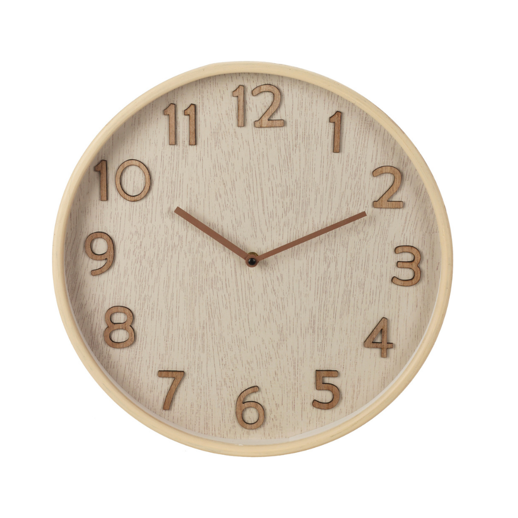 Wandklok houtlook grijs 38 x 5 cm