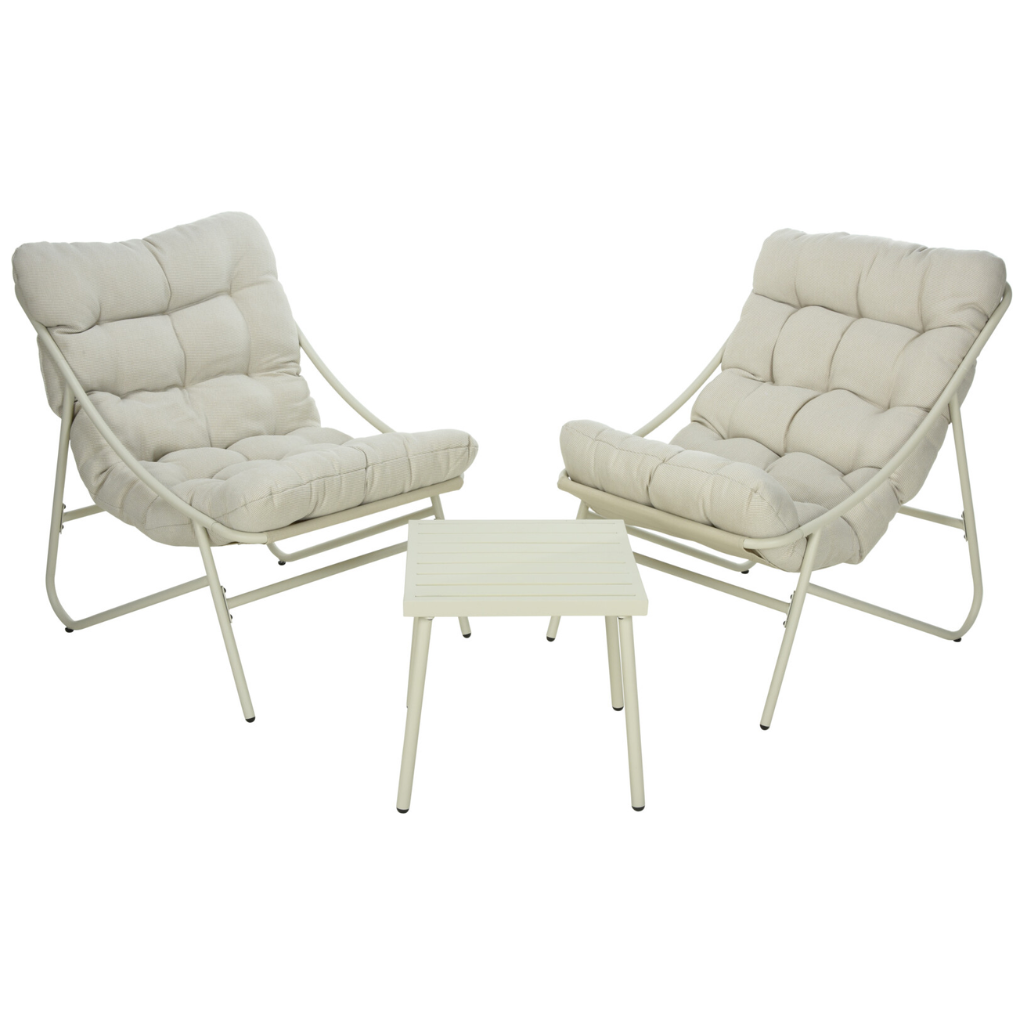 Tuinmeubelset 3-delig met Kussens Creme