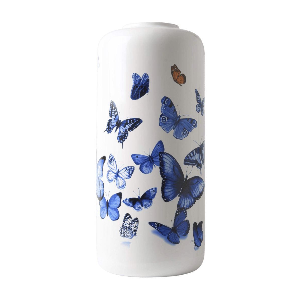 Heinen Delfts Blauw Cilinder Vaas Vlinders