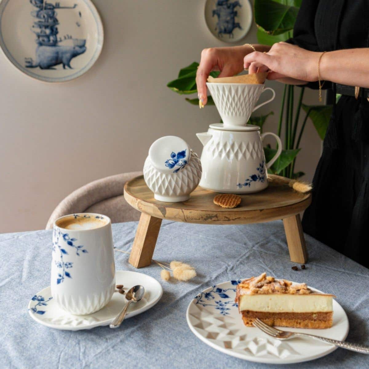 Heinen Delfts Blauw Vouw Koffiepot