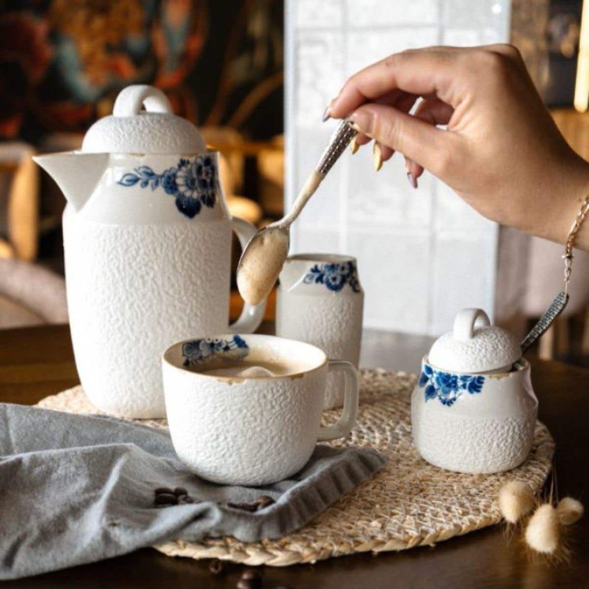Heinen Delfts Blauw Bloesem Suikerpotje