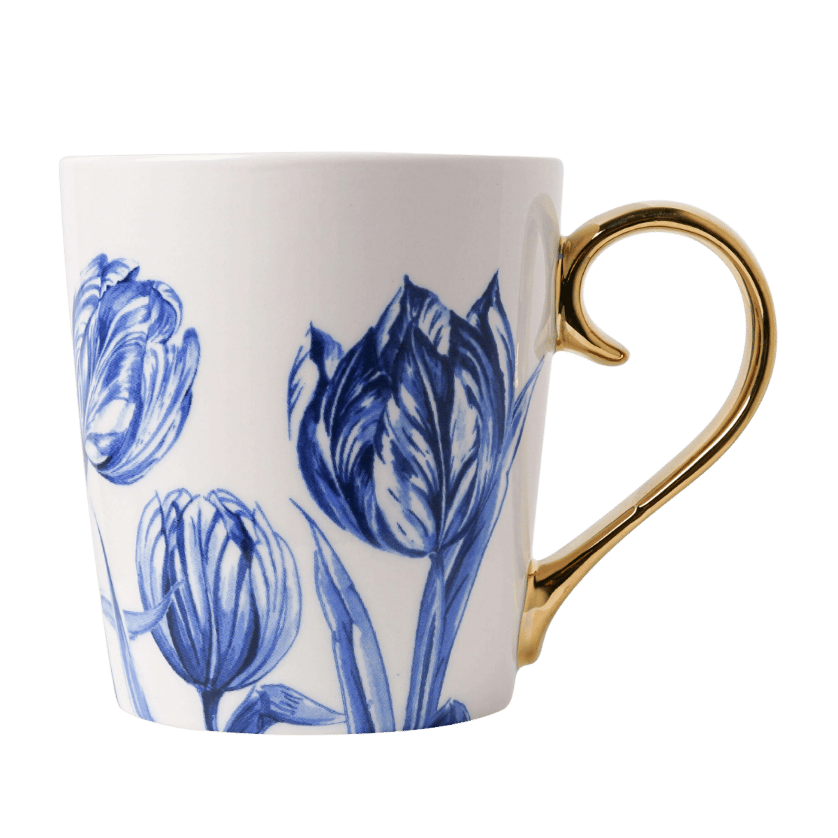 Heinen Delfts Blauw Mok Tulp goud