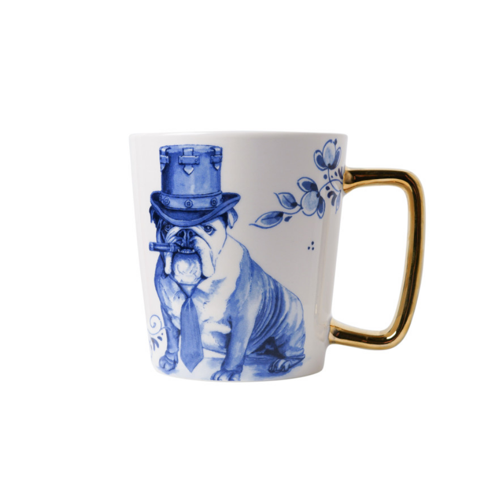 Heinen Delfts Blauw Mok Hond met sigaar