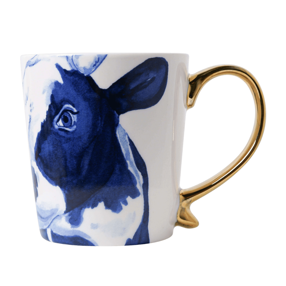 Heinen Delfts Blauw Mok Koe goud