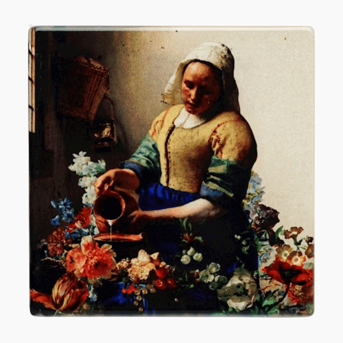 Heinen Delfts Blauw Onderzetters Vermeer Kleur set van 4