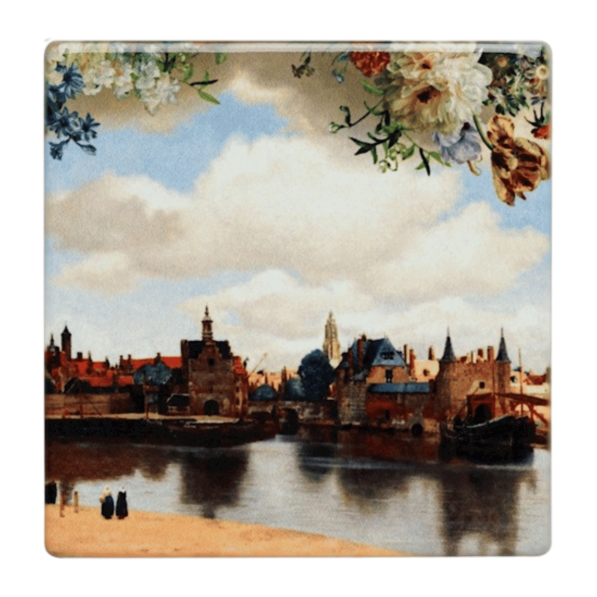 Heinen Delfts Blauw Onderzetters Vermeer Kleur set van 4