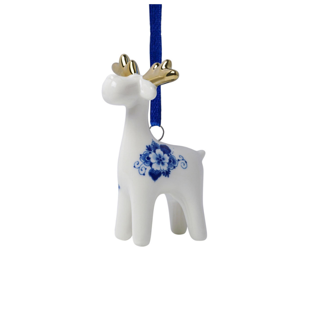 Heinen Delfts Blauw Kerstornament Kariboe 10 cm