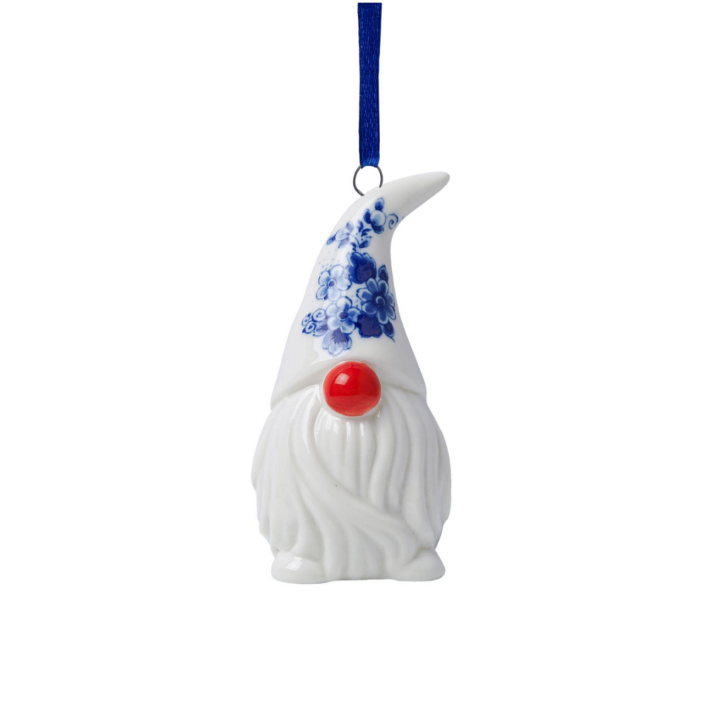 Heinen Delfts Blauw Kerstornament Kabouter 10 cm