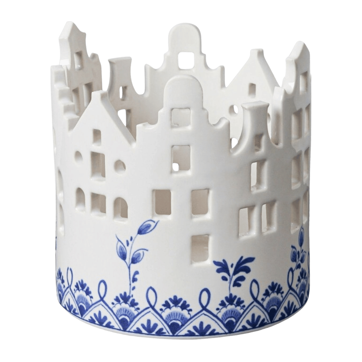 Heinen Delfts Blauw Waxinelichthouder Huisjes groot