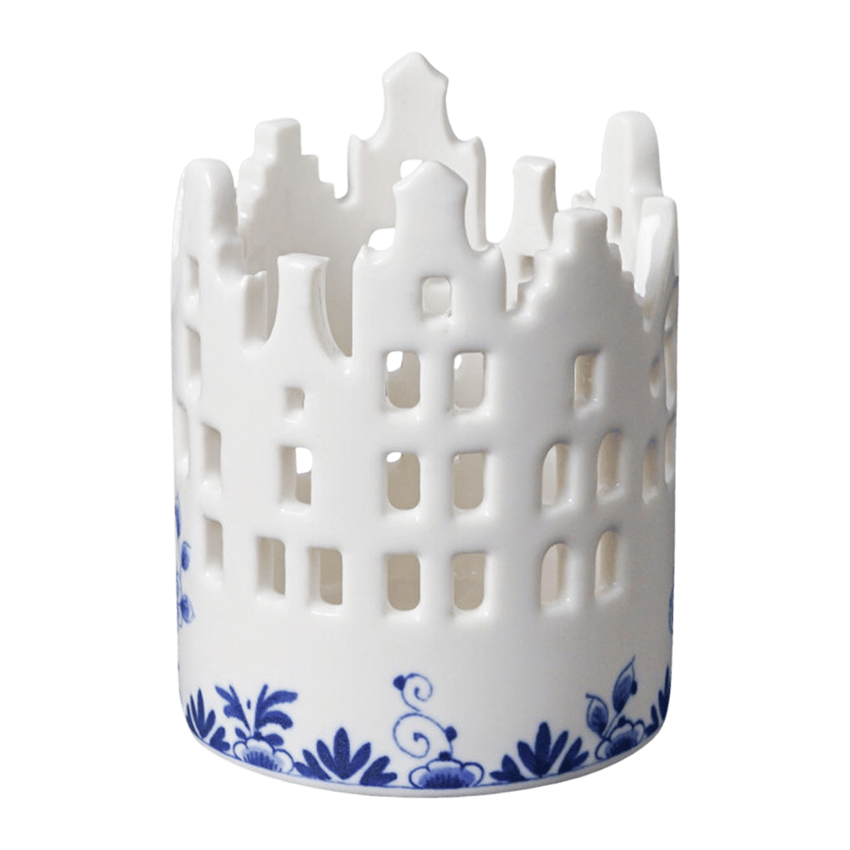 Heinen Delfts Blauw Waxinelichthouder Huisjes klein