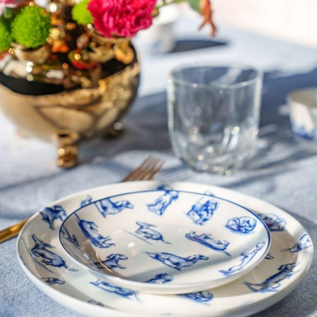 Heinen Delfts Blauw Heinen Delfts Blauw Gebaksbordje Teckel Nhaan 15 cm