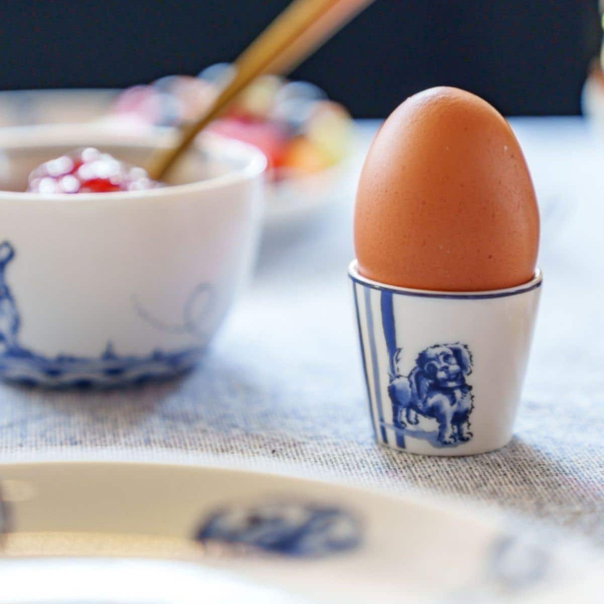 Heinen Delfts Blauw Eierdopje Teckel Nhaan 2 stuks