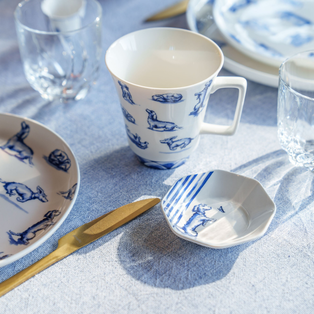 Heinen Delfts Blauw Theezakhouder Teckel Nhaan