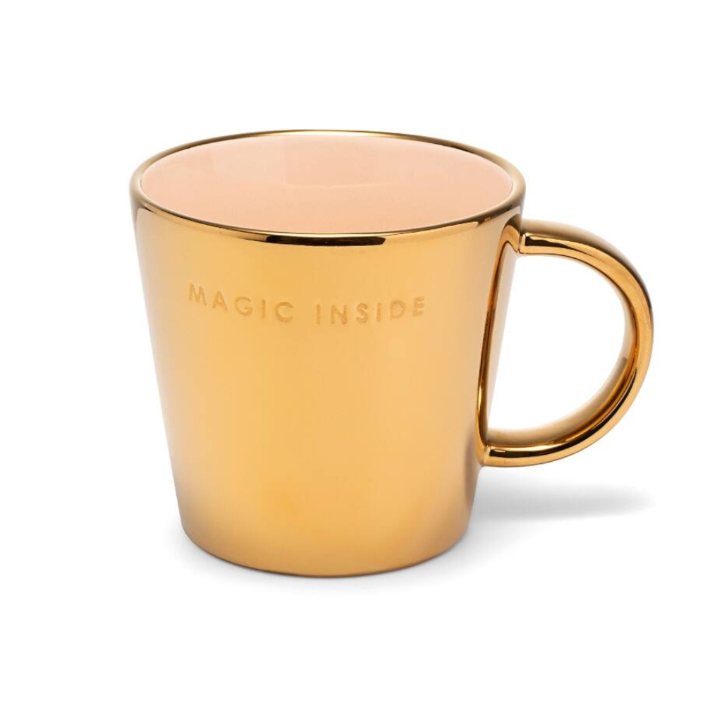 Vondels Ceramic tea cup magic inside gold ecru 350 ml