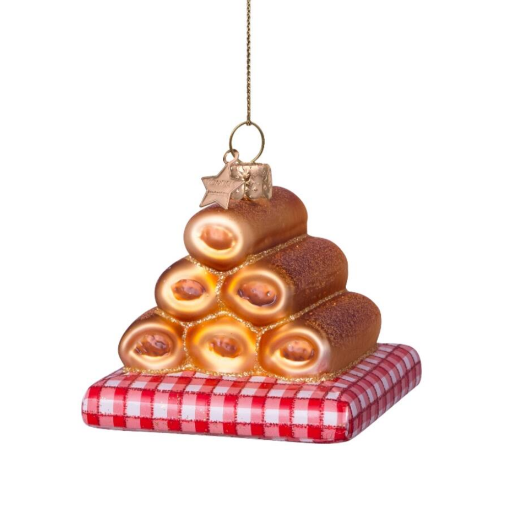 Vondels Kersthanger worstenbroodjes 6 cm