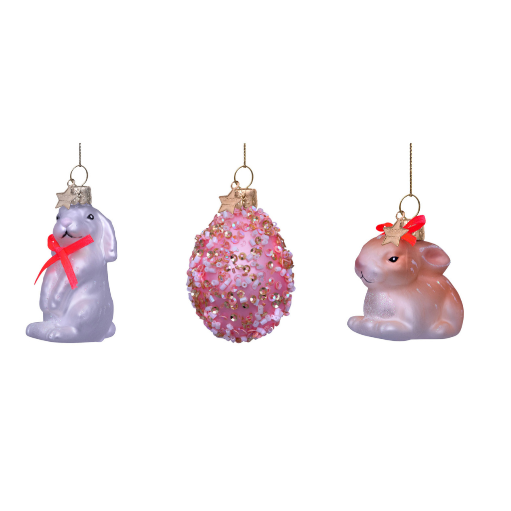 Vondels Paashanger Set Konijnen Ei 3 stuks H6 cm