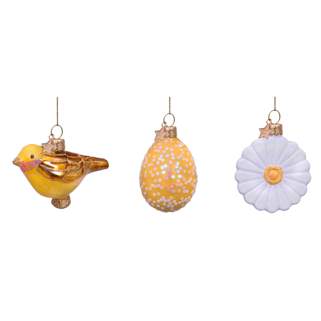 Vondels Paashanger Set Vogel Ei Bloem 3 stuks H6 cm