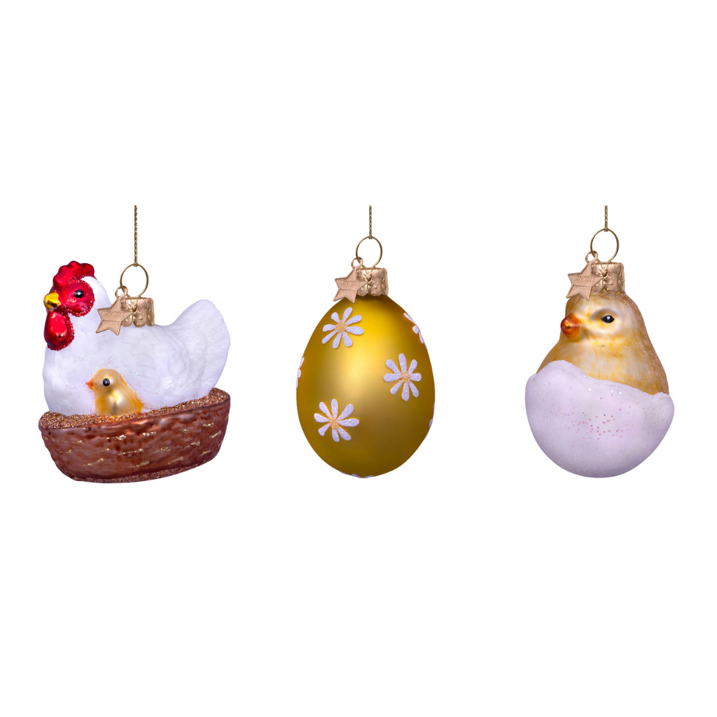 Vondels Paashanger Set Kip Ei Kuiken 3 stuks H6 cm