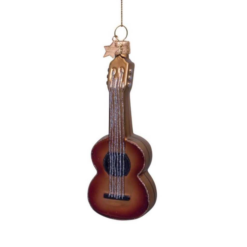 Vondels Kersthanger gitaar bruin 12.5 cm